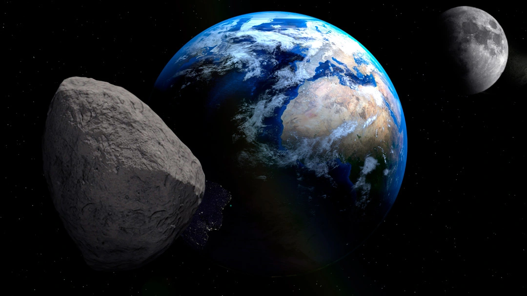 Ilustración del asteroide Apophis (Apofis) que se aproximará a una distancia de 32.000 kilómetros de la Tierra.