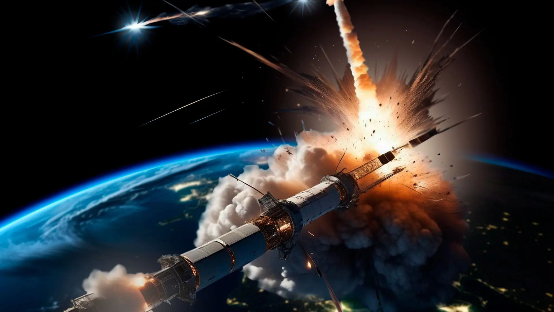 Satélite en la orbita de la tierra es alcanzado y destruido por un misil antisatélite